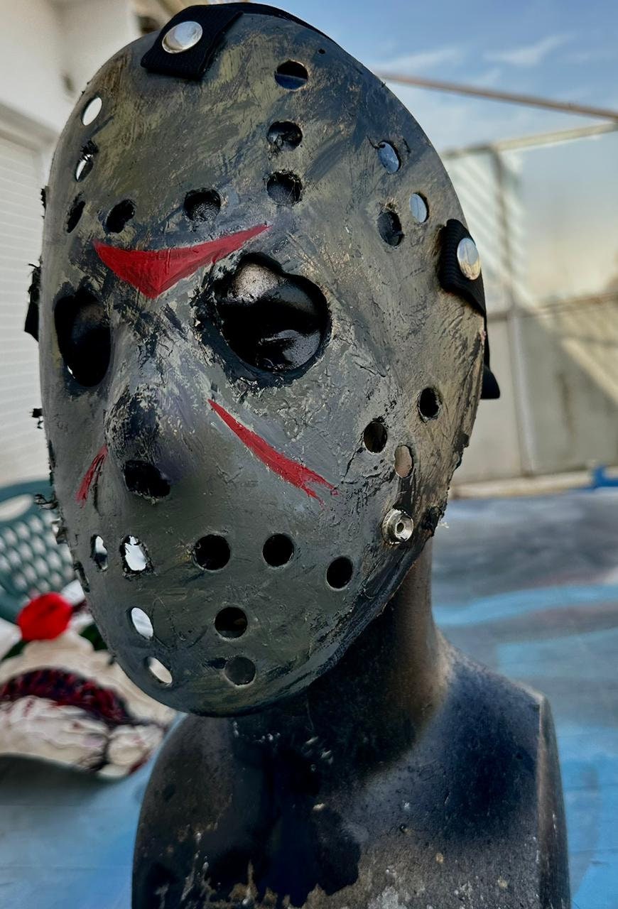 Halloween Mask, Jason, Michael Myers, Friday the Thirteenth, Grey Triple Layered Face Mask, Wearable Face Mask, Hockey Mask